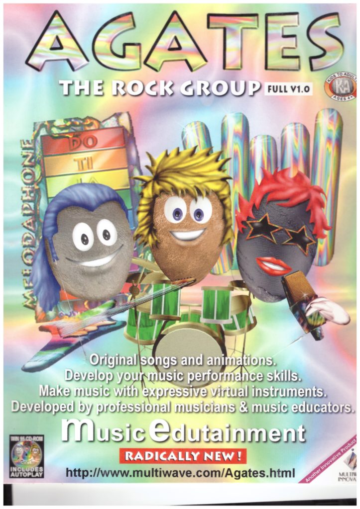 MusicEdutainment game "Agates the Rock Group" -  brochures and reviews.